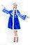 The Snow Maiden in blue Christmas costume.