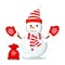 Snow Man in christmas in hat.