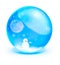 Snow man with full moon in blue crystal ball