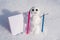 Snow man writer. Blog creation concept with snowman, freelance work business and marketing. Creative online blog image