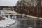 Snow on the meadows with bridge over the ring canal Zuidplaspolder