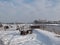 Snow on the meadows in the winter in Nieuwerkerk aan den IJssel in the Netherlands