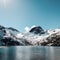 Snow mountain and blue sky. Spring sunshiny alps mountain view