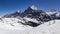 Snow mountain and Gondola lift with tower from Grindelwald to First peak cable car station , Bern Switzerland Europe Apls