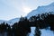 Snow mountain slopes in skiarea Portes du Soleil