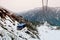 Snow mountain and Tateyama ropeway in Tateyama Kurobe Alpine Ro