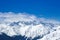 Snow mountains and blue sky, ski mark in mountains for a ski typical resort wellness winter