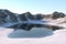 Snow mountains and lake, natural background, 3d rendering