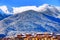 Snow mountains panorama in ski resort Bansko