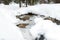 Snow mountine river - stock photo