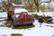 Snow old truck in the early spring time in Nevada