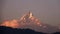 Snow Peak of Machapuchare Mountain also called Fishtail Mountain at Sunrise in the Himalayas in Nepal