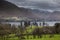 Snow peaked hills at lake district