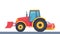 Snow plow tractor. Professional cleaning machine, winter snow removal. Road cleaning machine. Vector illustration