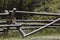 Snow on rail fence on Wyoming ranch