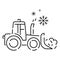 Snow removal Winter season service linear icons. Christmas. Studded tires for car. Customizable thin line contour symbols. Tractor