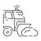 Snow removal Winter season service linear icons. Christmas. Studded tires for car. Customizable thin line contour symbols. Truck