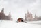 Snow-remover truck clean road near Red Square