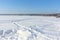 Snow riverbank in the winter, Russia