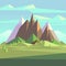 Snow rock mountains landscape in low poly vector style