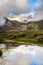 Snow, rocks and river in Collanes Valley in El Altar volcano