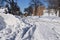 Snow ruts on a street after a snowstorm