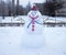 Snow sculpture, snowman in winter in Russia. Human creativity