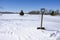 Snow shovel idle after a blizzard in the Midwest