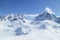 Snow ski mountain peaks landscape of French Alps