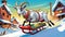 snow sled ski snowboard board farm goat family fun