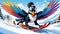 snow sled ski snowboard board magpie bird crow daredevil bully cartoon