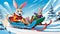 snow sled ski snowboard board rabbit bunny winter family fun