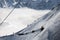 Snow slope with mountain-skiers, Mont Blanc