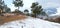 Snow, snow field, pine trees, cloudy sky,clouds,