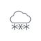 Snow, snowfall cloud, winter weather thin line icon. Linear vector symbol