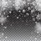Snow snowflakes on a transparent background. Falling Christmas