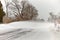 Snow Squall Conditions on a Country Road in Ontario Canada