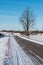 Snow stake by a country road side