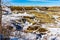 Snow starts to melt in Horseshoe Canyon, Drumheller, Alberta, Canada