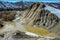 Snow still hanging on in in the badlands. Drumheller Alberta,Canada