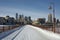 Snow on the Stone Arch Bridge, Minneapolis, Minnesota, USA