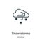 Snow storms outline vector icon. Thin line black snow storms icon, flat vector simple element illustration from editable weather