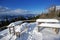 Snow on table and seats