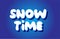 snow time text 3d blue white concept vector design logo icon