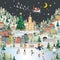 Snow Village Landscape night scene wallpaper, santa claus is com