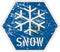Snow warning road sign, vector illustration, fictional artwork