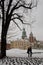 Snow and Wavel castle in Krakow