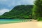 Snow-white beach and turquoise sea on the island Koh Rong Samloem.