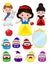 Snow white and the seven dwarfs, Snow White on white background, prince, Princess and Dwarfs and witch, Vector Illustration.