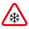 Snow winter icon, danger ice flake sign, risk alert vector illustration, careful caution symbol